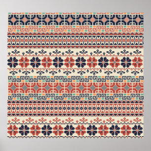 Affiche Motif De Broderie Palestinienne : Beauté Tradition