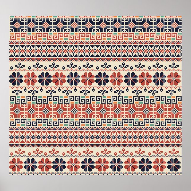 Affiche Motif De Broderie Palestinienne : Beauté Tradition (Devant)