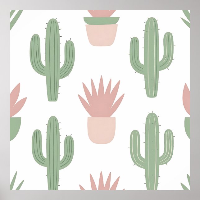 Affiche Motif de cactus pastel succulent (Devant)
