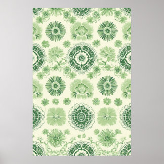 Affiche Motif de carreaux botaniques verts d'inspiration v