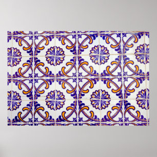 Affiche Motif de carreaux de près, Portugal