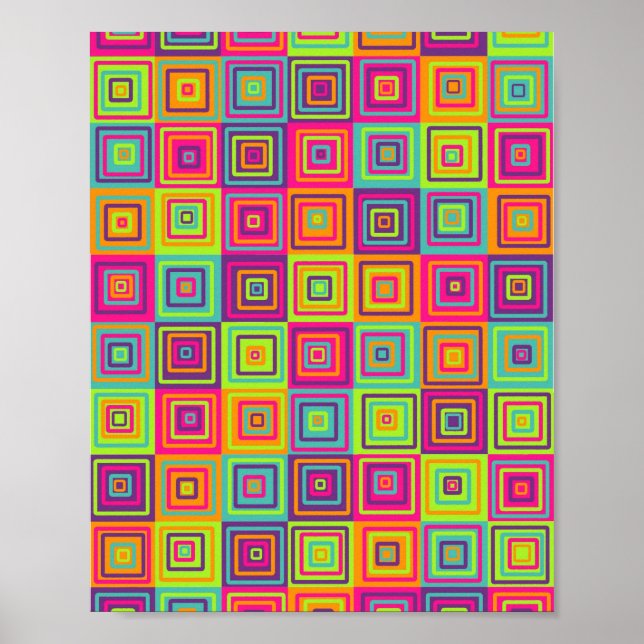 Affiche Motif de Carrés Colorés (Devant)