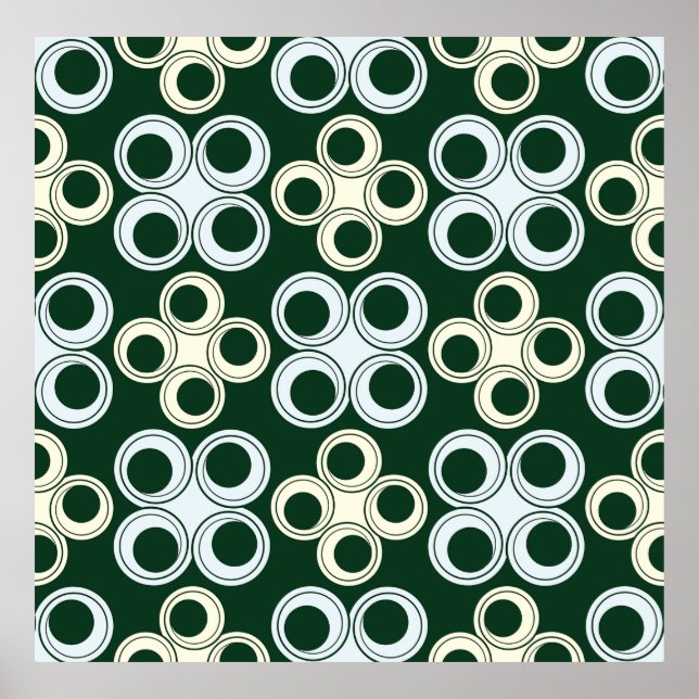 Affiche Motif de cercles rétro géométriques (Devant)