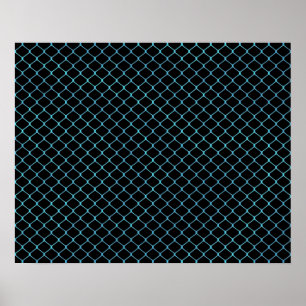 Affiche Motif de chaîne de clôture élégant bleu sarcelle m