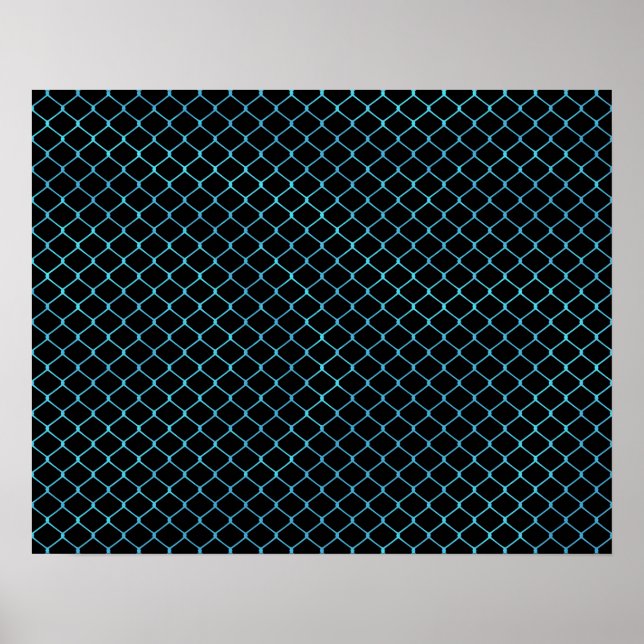 Affiche Motif de chaîne de clôture élégant bleu sarcelle m (Devant)