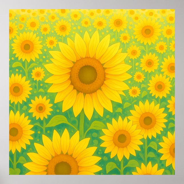 Affiche Motif de champ de tournesol vibrant (Devant)