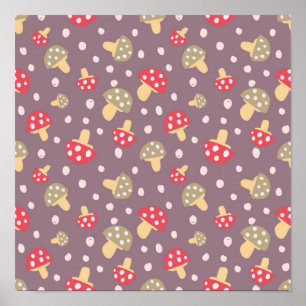 Affiche Motif de champignons