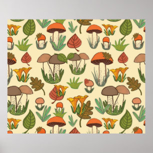 Affiche Motif de champignons.