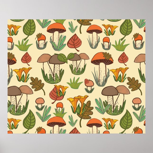 Affiche Motif de champignons. (Devant)