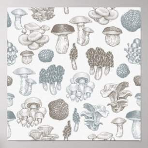 Affiche Motif de champignons
