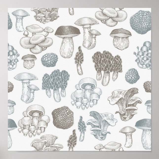 Affiche Motif de champignons (Devant)