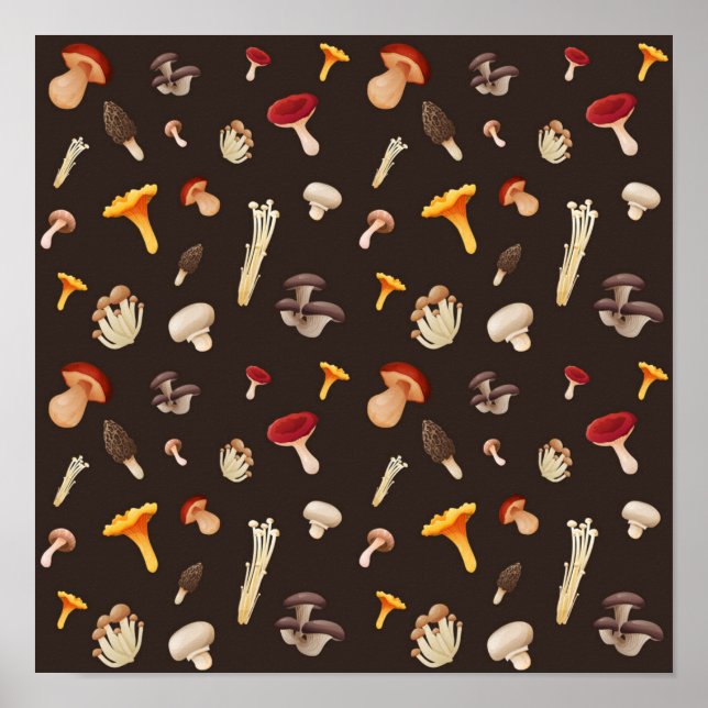 Affiche Motif de champignons (Devant)
