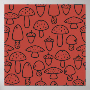 Affiche Motif de champignons