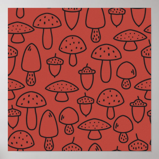 Affiche Motif de champignons (Devant)