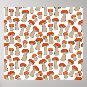 Affiche Motif de champignons d'Aspen rouge orange