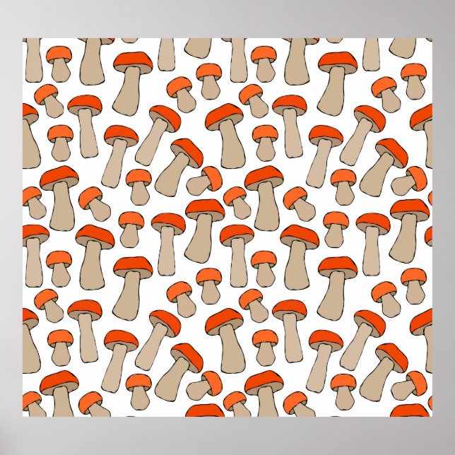 Affiche Motif de champignons d'Aspen rouge orange (Devant)