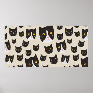Affiche Motif de chat sans couture/