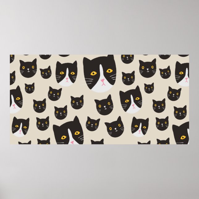 Affiche Motif de chat sans couture/ (Devant)