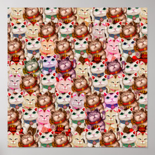Affiche Motif de chats Maneki-neko