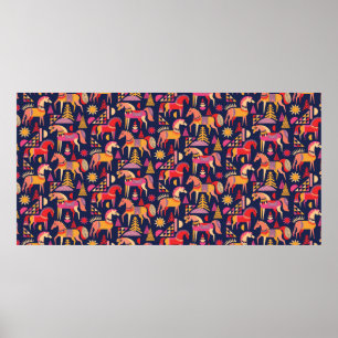 Affiche Motif de chevaux scandinaves design sans couture.