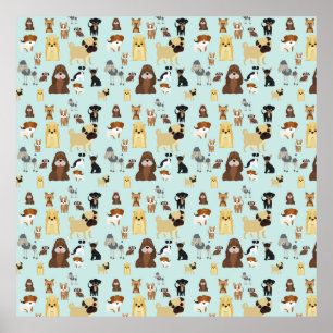 Affiche motif de chiens arrière - plans bleu clair.