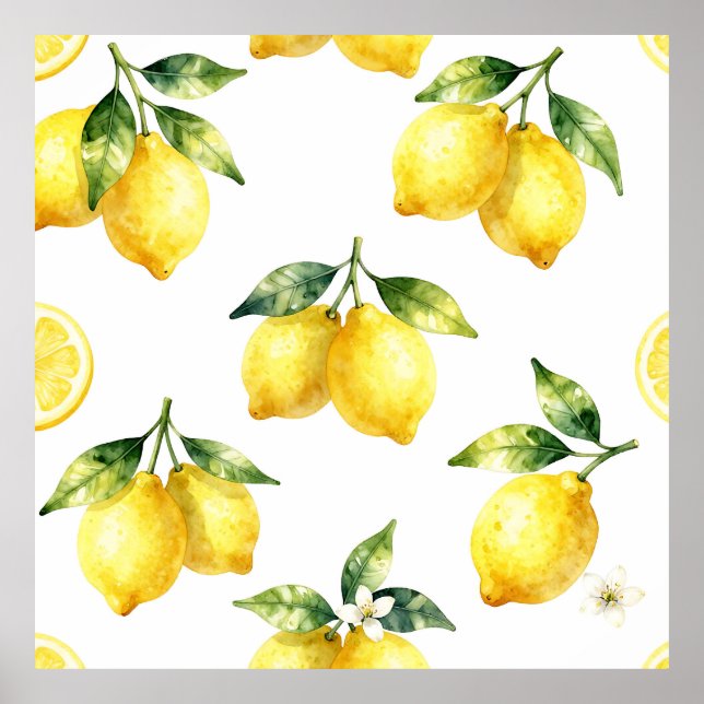 Affiche Motif de citron à l'aquarelle (Devant)