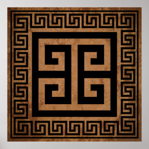 Affiche Motif de clé grecque en noir Design