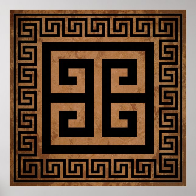 Affiche Motif de clé grecque en noir Design (Devant)