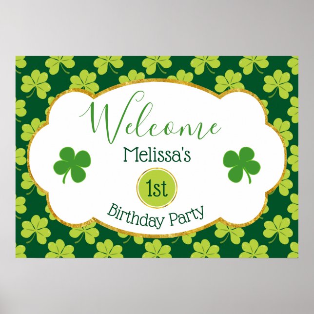 Affiche Motif de Clover Vert mignon Bienvenue (Devant)