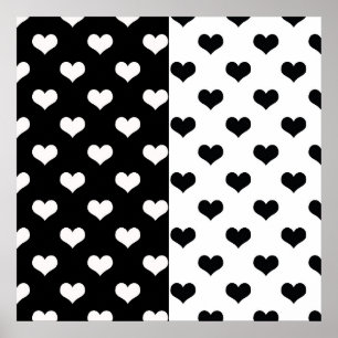 Affiche Motif de coeur Black White Love