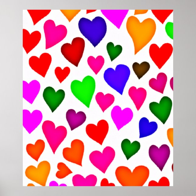 Affiche Motif de cœur multicolore vibrant (Devant)