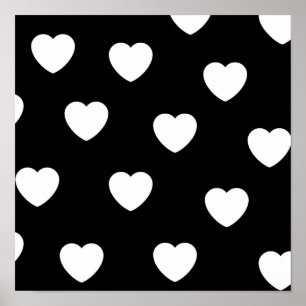 Affiche Motif de coeur noir et blanc