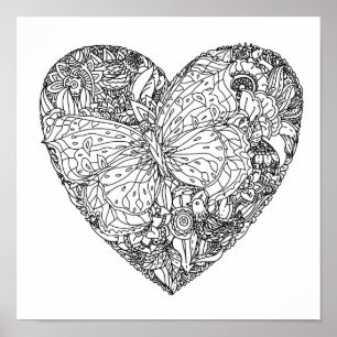 Affiche Motif de coeur papillon 2