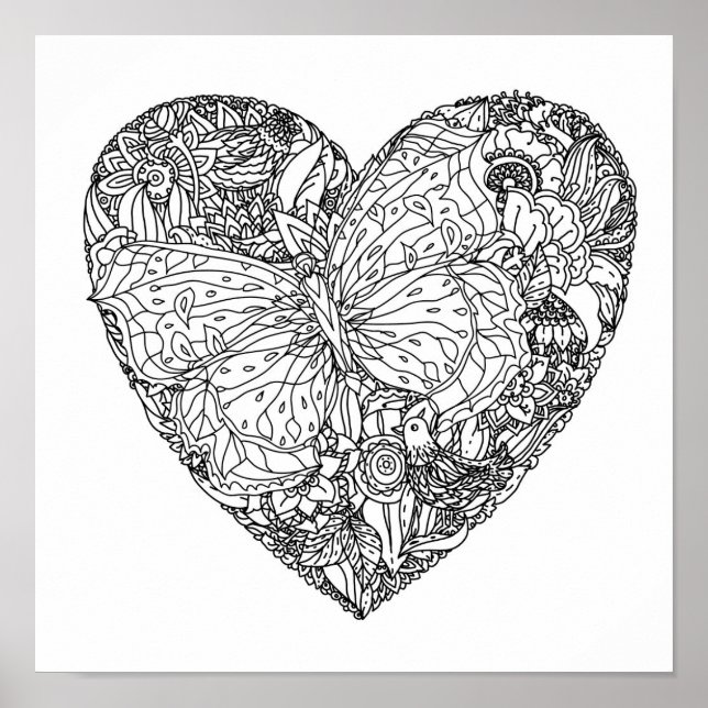 Affiche Motif de coeur papillon 2 (Devant)