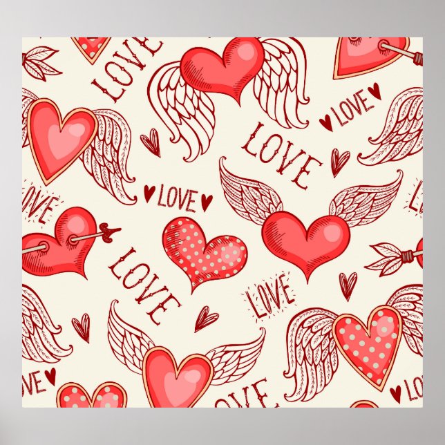 Affiche Motif de coeur pour la Saint-Valentin (Devant)