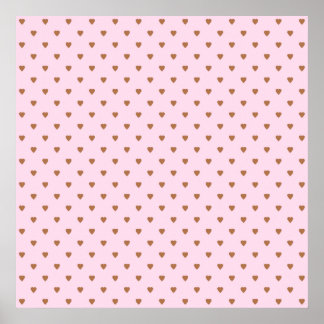 Affiche Motif de coeur rose pâle et marron.