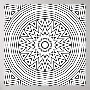 Affiche Motif de coloriage de mandala en étoile éclatée en