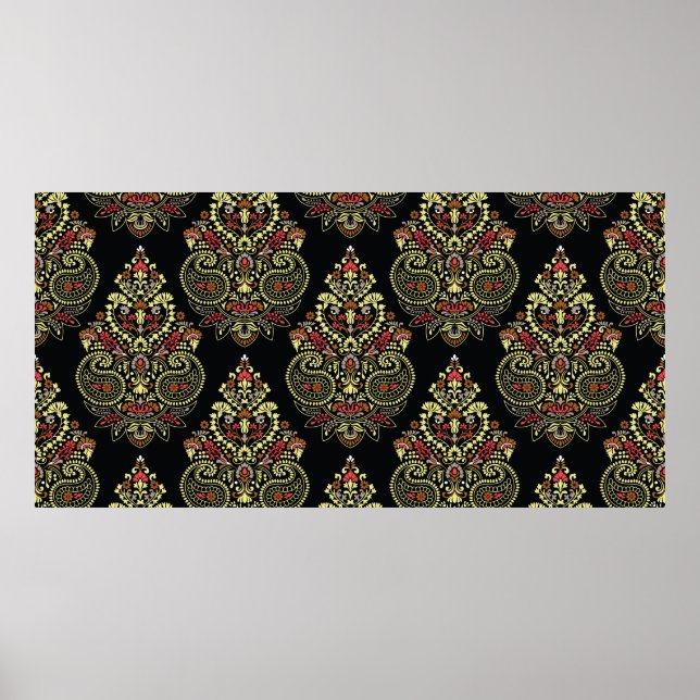 Affiche Motif de conception géométrique indianpaisley sur  (Devant)