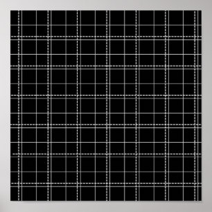 Affiche Motif de contrôle géométrique noir et blanc