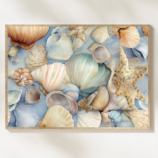 Affiche Motif de coquillages aquarelles