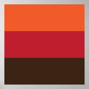 Affiche Motif de couleur vintage à 3 rayures Rétro 70s