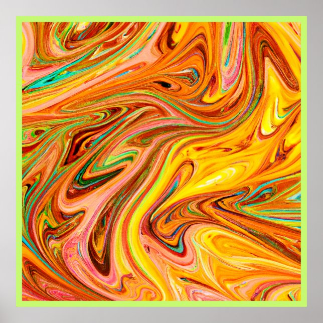 Affiche Motif de couleurs Abstrait dynamique (Devant)
