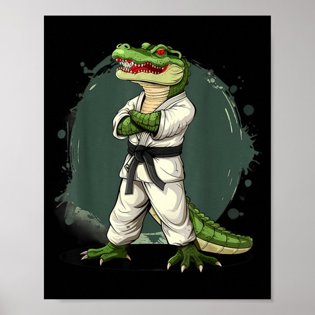 Affiche Motif de crocodile de karaté Taekwondo Jiu-Jitsu M (Devant)