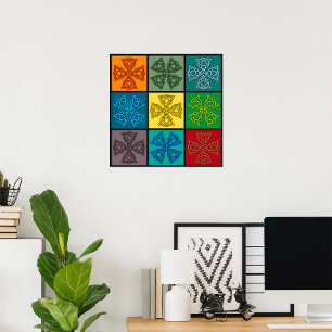Affiche Motif de croix à nœud celtique Pop Art