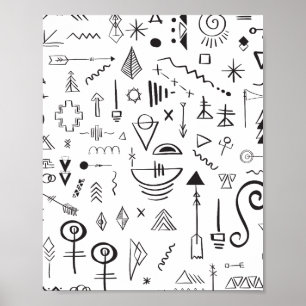 Affiche Motif de croquis boho doodle