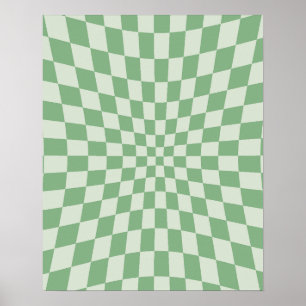 Affiche Motif de damier distordu vert