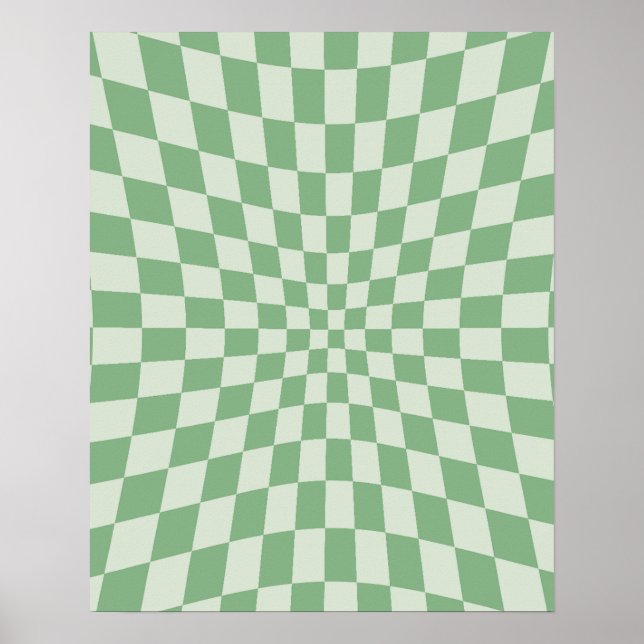 Affiche Motif de damier distordu vert (Devant)