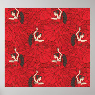 Affiche Motif de danse vintage Tango Flamenco
