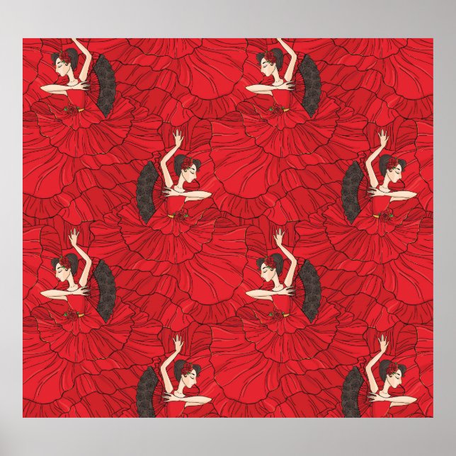 Affiche Motif de danse vintage Tango Flamenco (Devant)