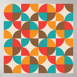 Affiche Motif de demi-cercles colorés du milieu du siècle